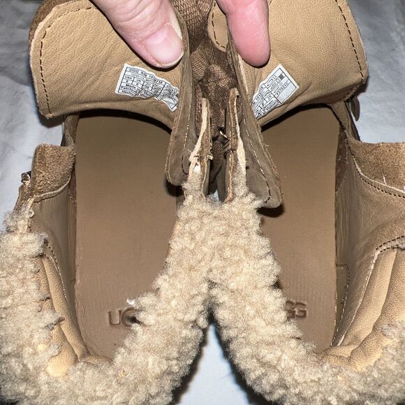 UGG Womens Size 8M Brown Leather Laces Zip Fashion Ankle Boots Bootie - Picture 8 of 8